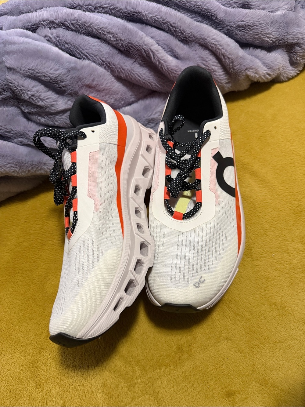 On Running Men’s Running Sneakers in White, Orange & Black